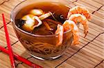 traditional Japanese miso soup with the prawns