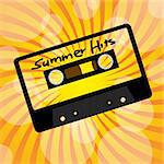 Summer Party Background - Retro Audio Cassette Tape on Sun Beams
