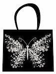 Vector illustration of a fashion bag with vintage butterfly