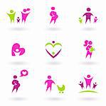 Set of family and pregnancy set icons. Vector Illustration