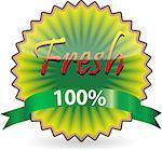 Label of "Fresh" concept like kiwi with green ribbon