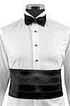 front view of bow tie and white ceremony shirt