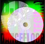 Party Background - Note Stave, Compact Discs and Signs on Multicolor Background