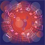 Music Party Background - Music Notes on Blue and Orange Background