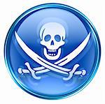 Pirate icon blue, isolated on white background.
