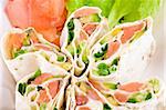 spring appetizer with salmon in pita bread