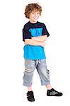 Young preschool boy posing with arms crossed isolated on white background...