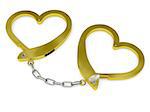 Handcuffs of love rendered with soft shadows on white background (conceptual idea of marriage)