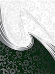 silver ornaments and waves on a green background