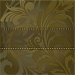 abstract brown background with floral ornaments and a wide band