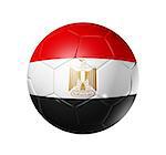 3D soccer ball with Egypt team flag. isolated on white with clipping path