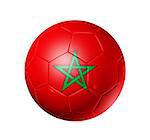 3D soccer ball with Morocco team flag. isolated on white with clipping path