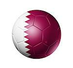 3D soccer ball with Qatar team flag. isolated on white with clipping path