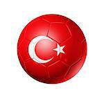 3D soccer ball with Turkey team flag. isolated on white with clipping path