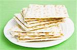 Pile of Jewish Matza bread on a plate