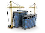 abstract 3d illustration of modern building construction