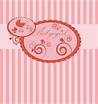 Baby girl arrival announcement card with design element