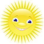 funny smiling sun with blue eyes