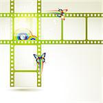 Film frames with butterflies and colored circles