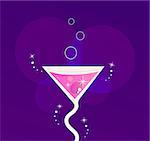 Fresh Martini drink stylized against dark background. Vector Illustration.