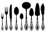 antique cutlery service, vector set