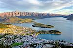 Light at sunset striking the Remarkables mountain range in Queenstown New Zealand