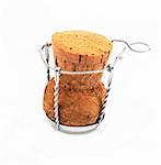 Brown vine cork isolated on white background