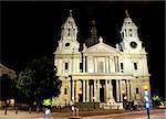 St. Paul's Cathedral seen from the side of Great West Door. London at night