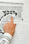 Sketch plan of building construction. Two hands of architect