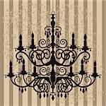 Vintage, baroque chandelier silhouette on antique background, full scalable vector graphic, change the colors as you like.