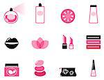 Vector set or collection of beauty icons isolated on white.