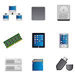Computer parts and computers icon set