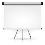 Blank portable projection screen over white background for design