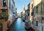 Nice summer venetian canal view, Venice, Italy