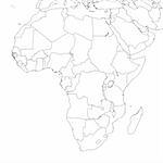 Blank Africa regional map in orthographic projection.