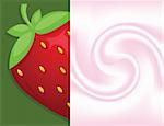 background in yogurt and big  fresh strawberry