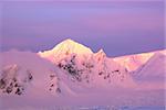 Beautiful snow-capped mountains at sunset in Antarctica