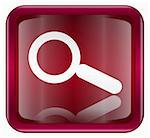 magnifier icon dark red, isolated on white background