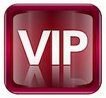 VIP icon dark red, isolated on white background