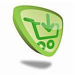 green shopping cart button with perspective