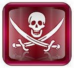 Pirate icon red, isolated on white background