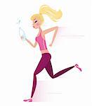 Sexy blond hair running woman. Lifestyle Vector Illustration.