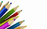 3d illustration of colorful pencils at left side of white background