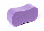 violet oval bath sponge isolated on white