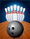 Vector illustration - bowling pins and ball