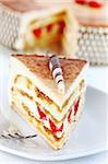 Delicious Tiramisu birthday cake with cherries