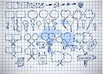 set of dialog icons isolated on the old paper