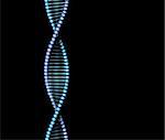 Close-up DNA code helix spiral isolated on black background