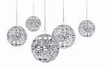 Shiny silver Christmas ball hanging, isolated on white background