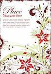 Grunge floral frame with ladybug, element for design, vector illustration